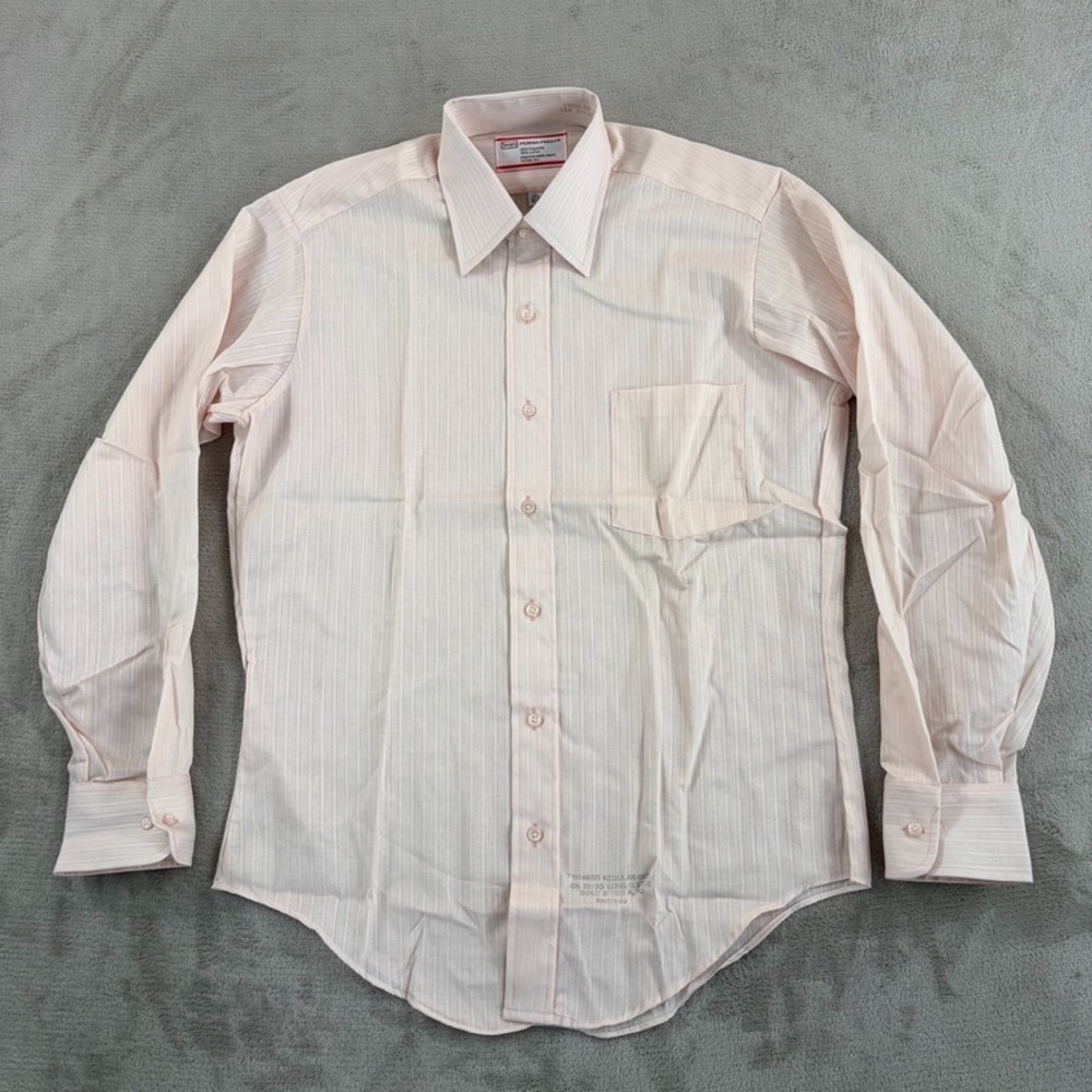 Vintage Sears Perma Prest Dress Shirt in Pale Pink Men 32-33 15.5 Regular NWOT